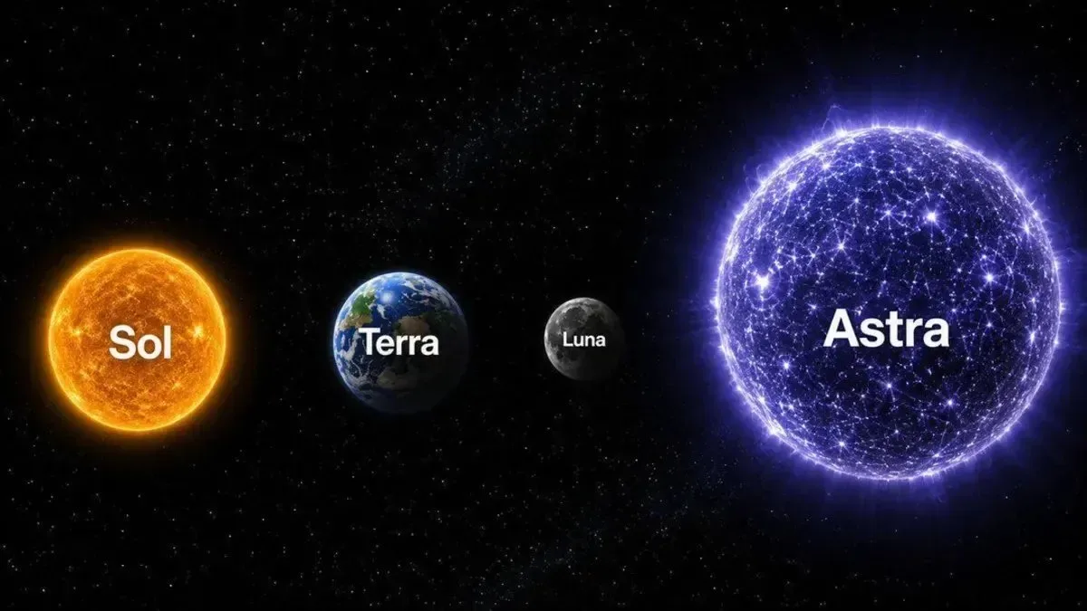 以天体呈现的 Sol、Terra、Luna 与 Astra